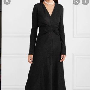 NWT Rotate by Birger Christensen gathered metallic midi dress